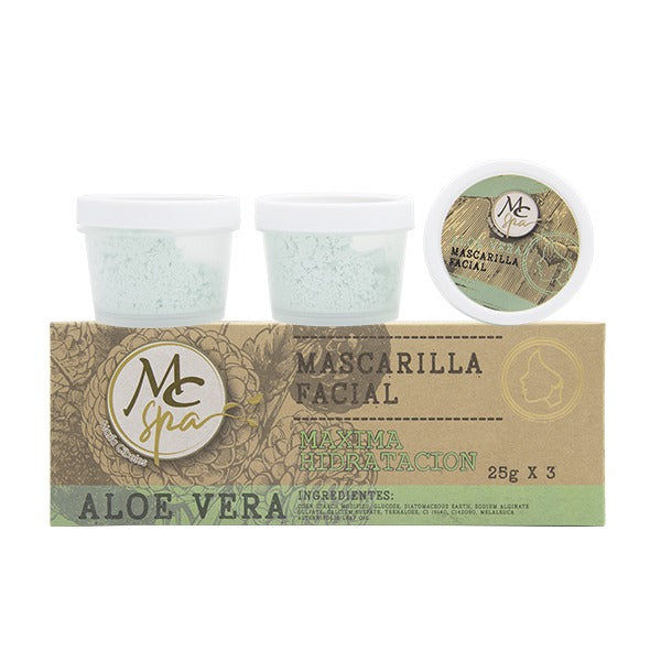 Mascarilla Facial Aloe Vera 3 pz de 25 g c/u