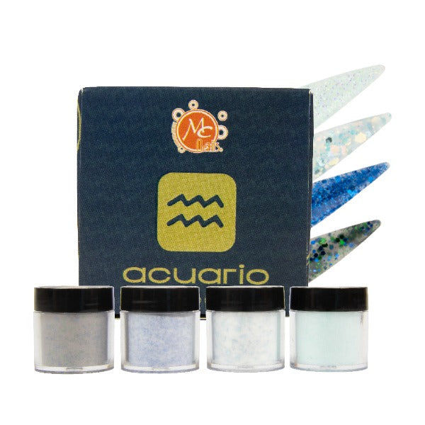 Colección de Polvos Acrílicos Zodiacal Acuario Rebelde – 4 pz × 7 g