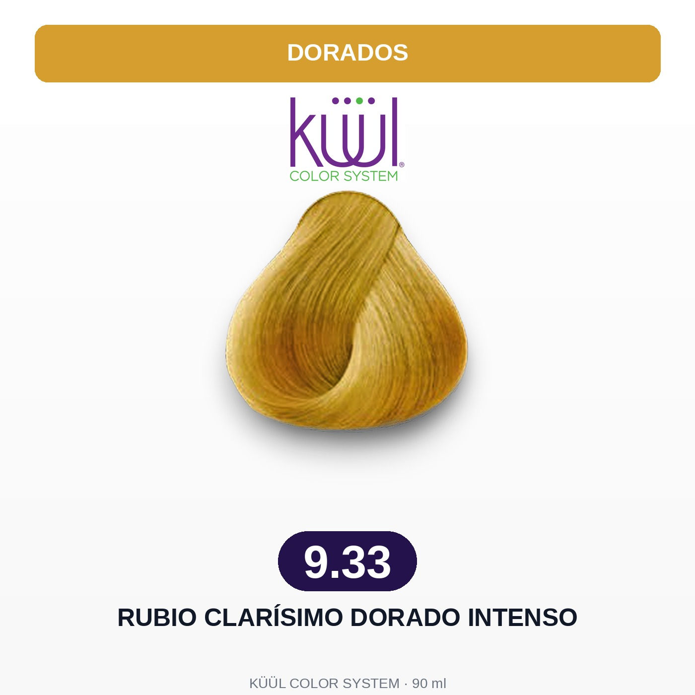 KÜÜL Color System — 9.33 Rubio Clarísimo Dorado Intenso 90 ml