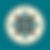 Circular logo: Teal and black flower design