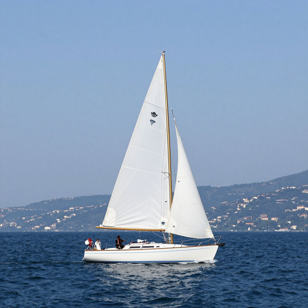 barca bianca a vela naviga su lago