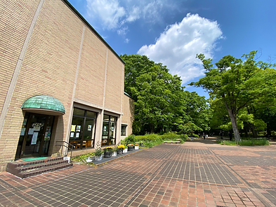 国際版画美術館喫茶けやきと公園の緑