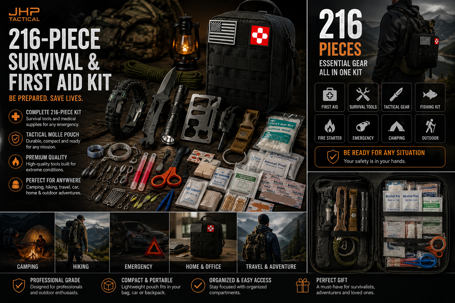 Tactical 216-Piece Survival First Aid Ki
