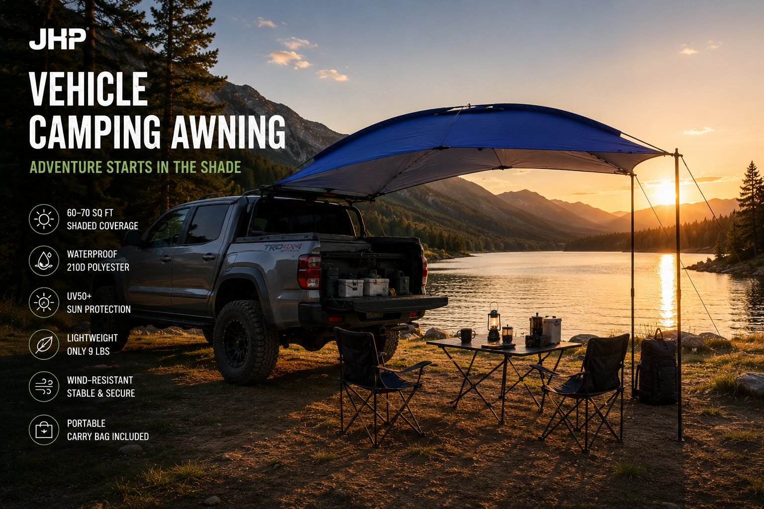 JHP Vehicle Camping Awning – Waterproof SUV & Truck Sun Shelter