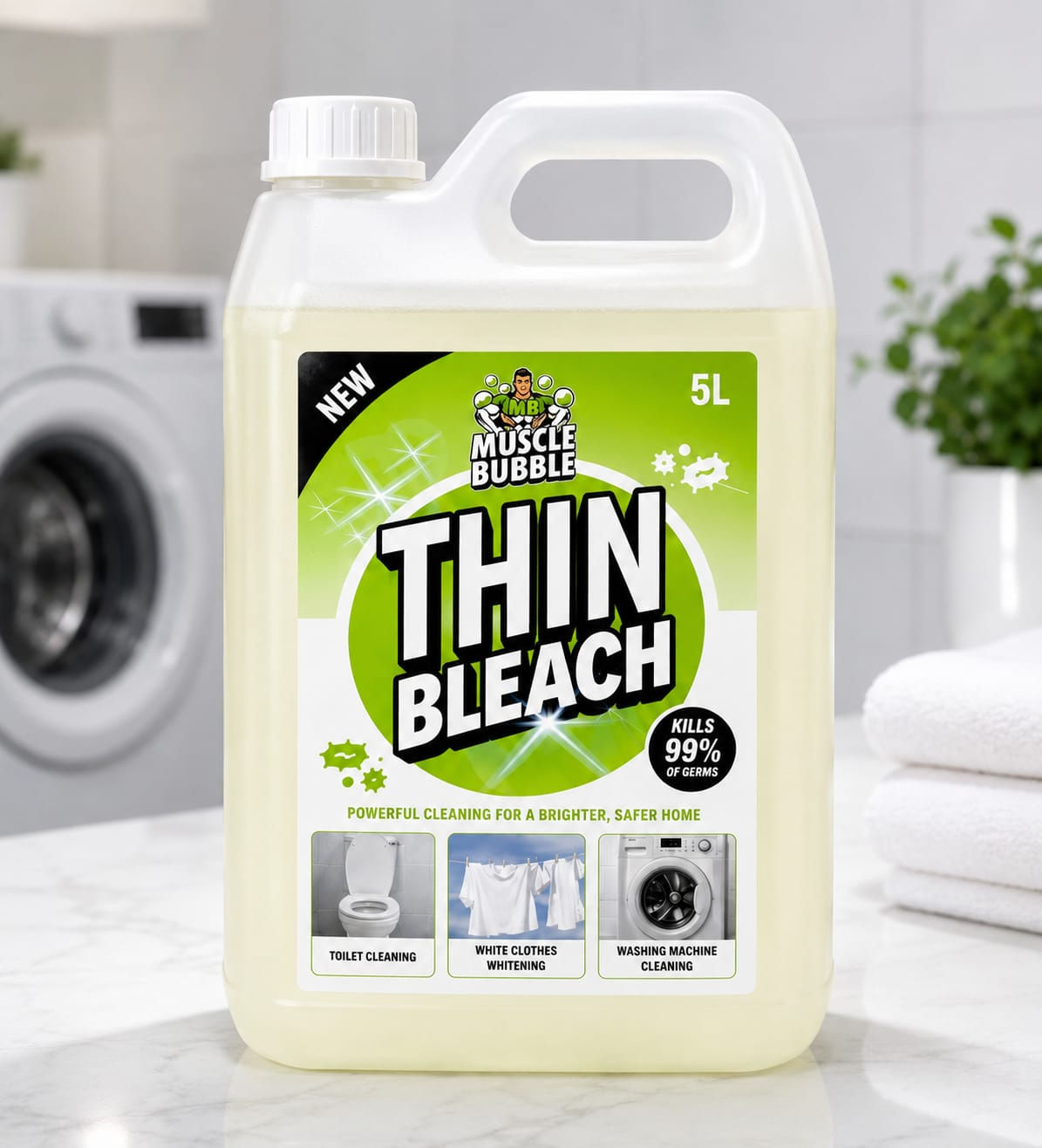 Thin Bleach 5L / Professional Original Bleach, Disinfectant & Stain Remover