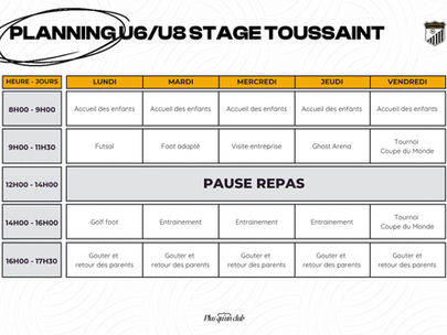 Planning des stages des vacances de la Toussaint 2025 !