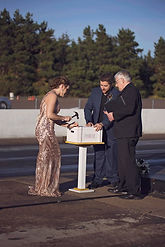 Dave and Keri Heidt at their wedding at the race track..jpg