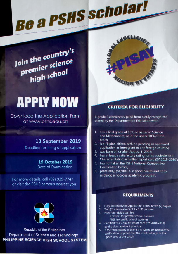 Be a PSHS Scholar!