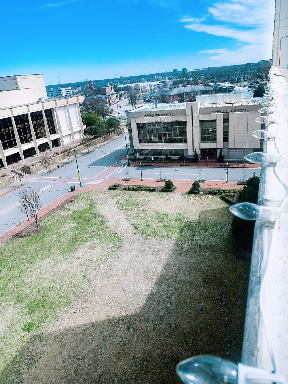 A view of the green space at Bank and Charlotte from the roof of the parking garage next door.