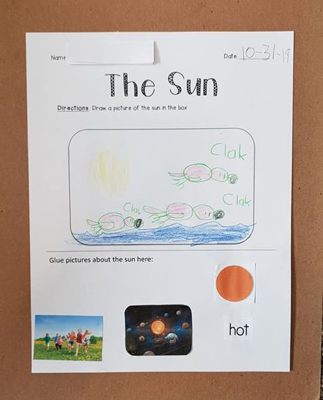 An image of one of the worksheets about the sun from TeachersPayTeachers.