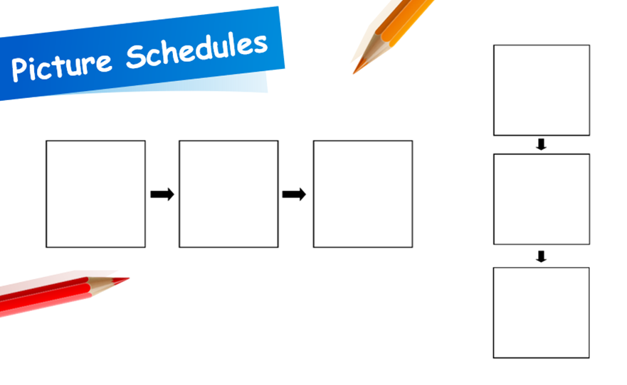 A picture schedule with three boxes for photos instead of two.