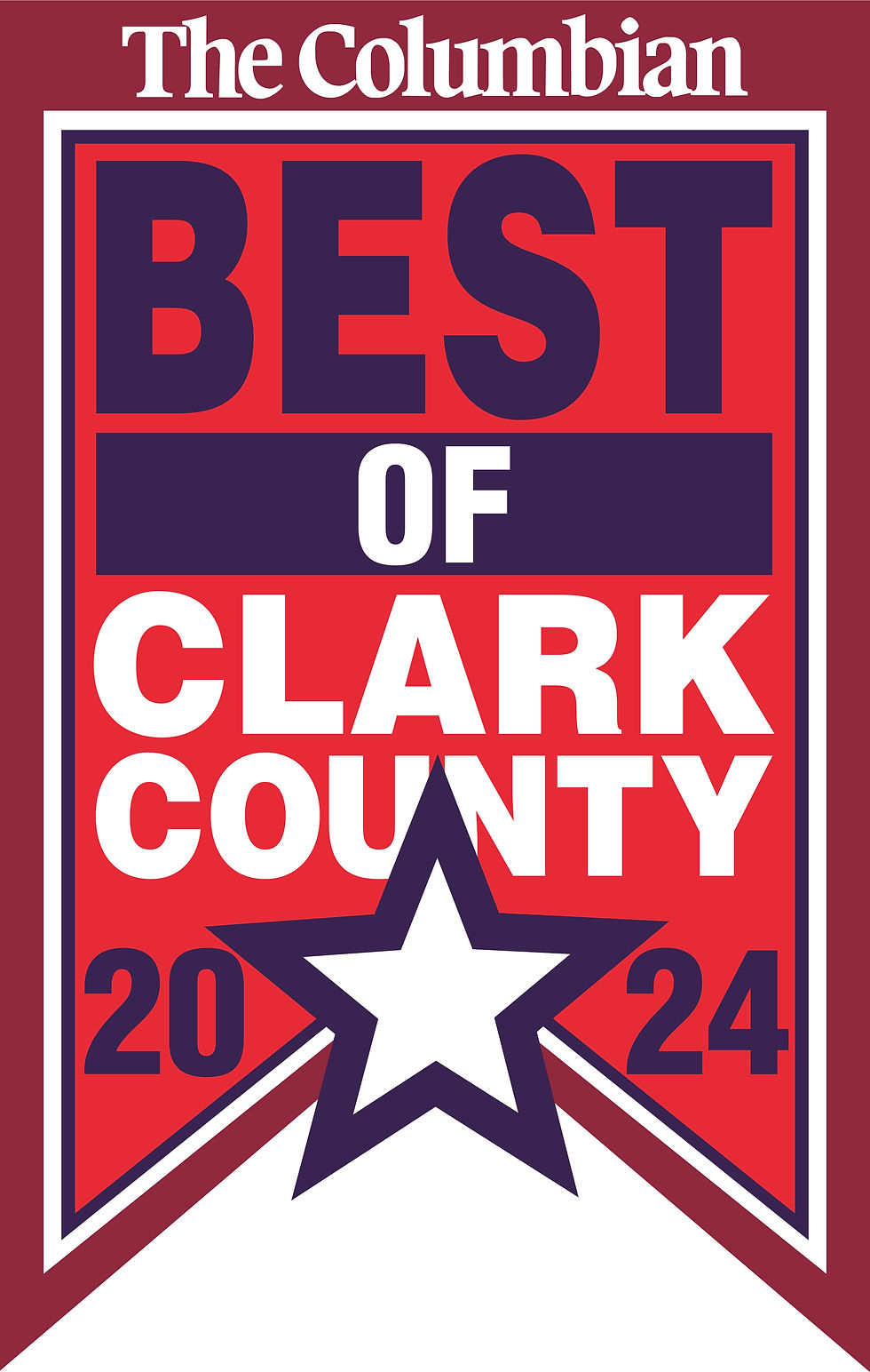 The Columbian Best of Clark County 2024 award badge, red and white.