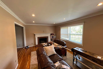 Interior painting of a furnished living room, part of a residential painting and overhaul project by No Hassel Painting.