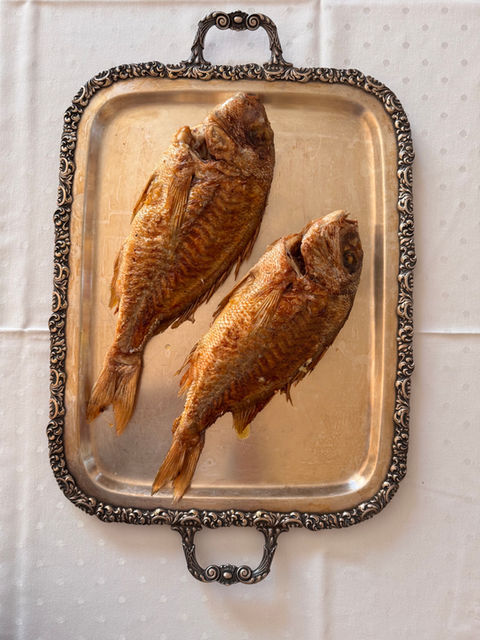 Red porgy on a silver platter from Hotel Radmilovac