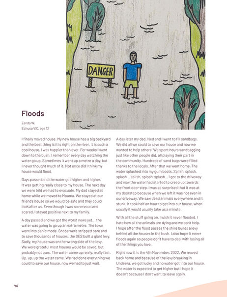 Personal recount by a 12-year-old from Echuca describing floods that nearly reached his house, showcasing emotional language and narrative skills. Perfect for teachers, parents, homeschoolers, and librarians exploring personal narratives, recount writing, and student storytelling through real kids’ work.