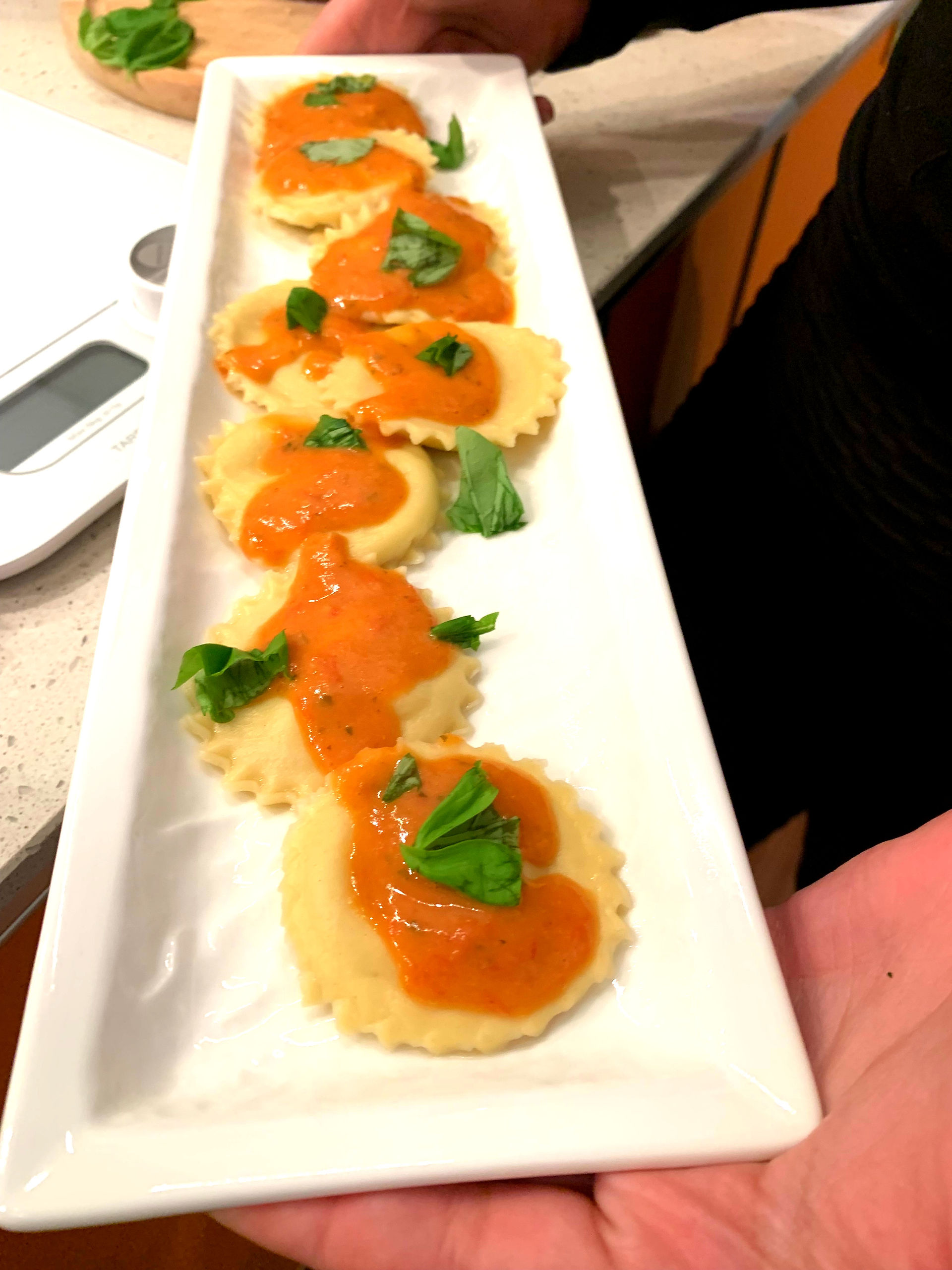 Ravioli con Burrata e Mousse di Datterino