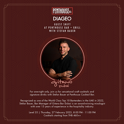 Penthouse Bar + Grill for an exclusive Diageo Guest Shift with Stefan Bauer