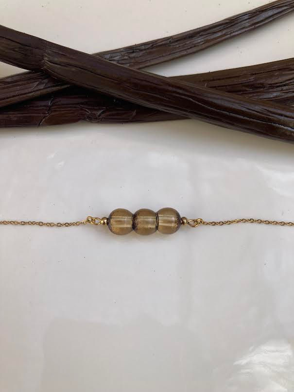 Bracelet 3 perles à la Vanille