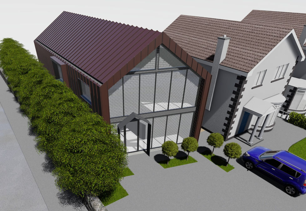 Lea Road House - view from an elevated position