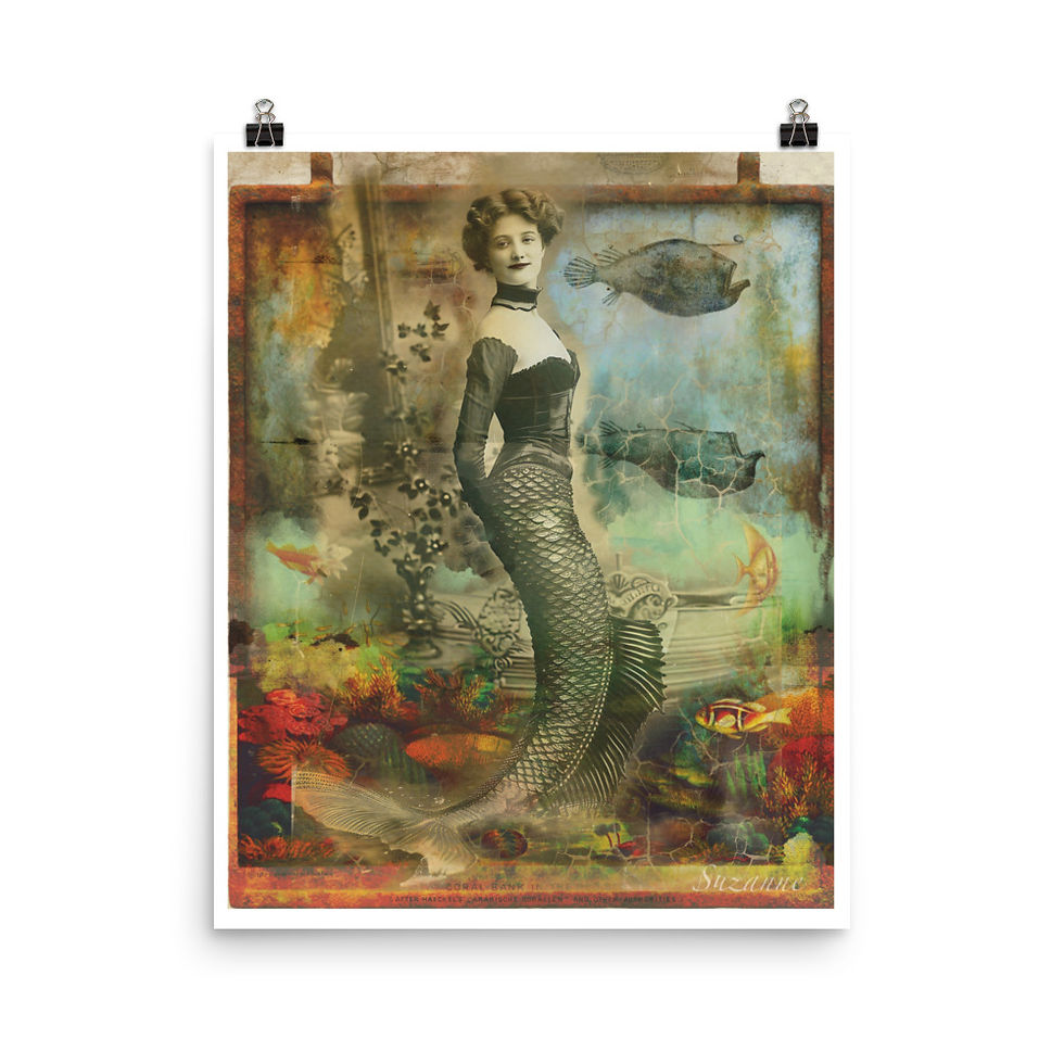 Vintage Mermaid in an ocean scene