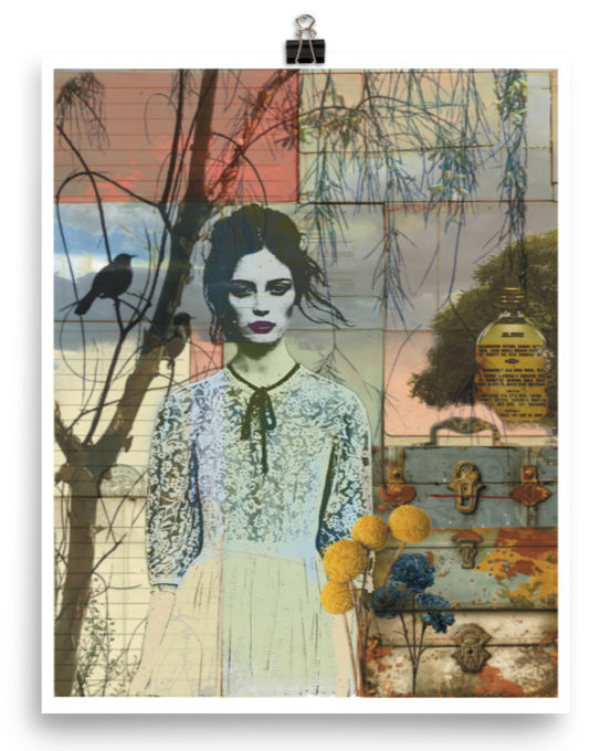 Miniatura: Female Wispy in a field Art Print in neutral colors Modern home decor