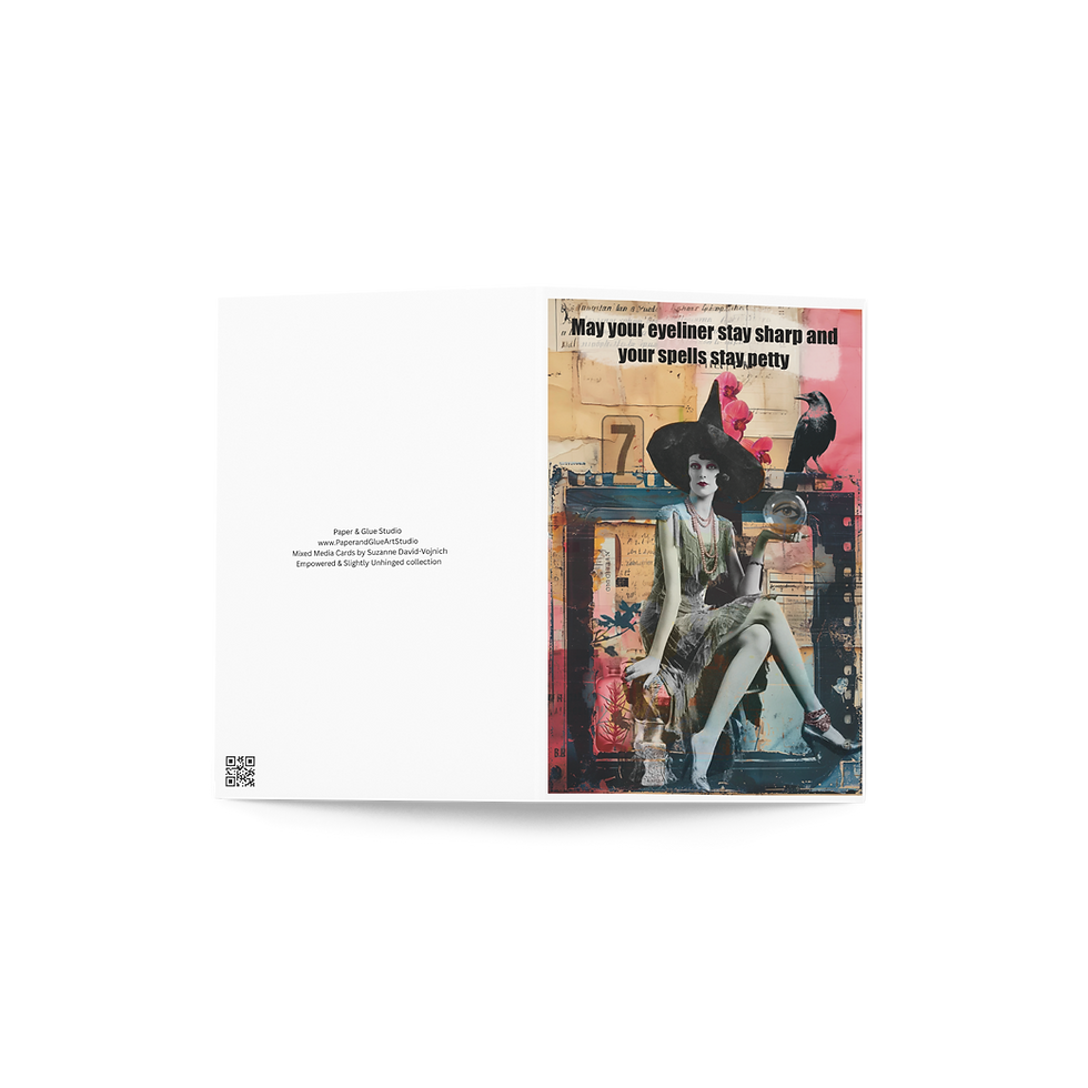 Mixed media art card with retro and modern elements