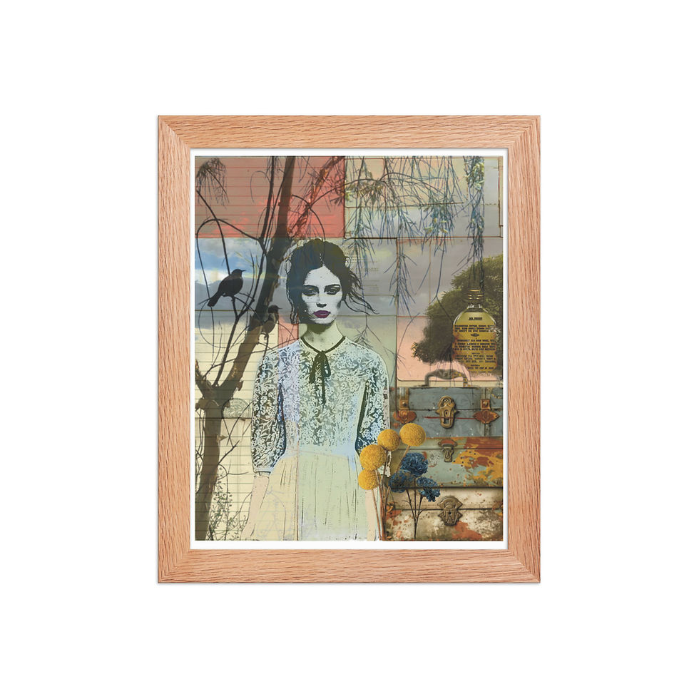 Thumbnail: Vintage collage art print with floral details and soft pastel tones