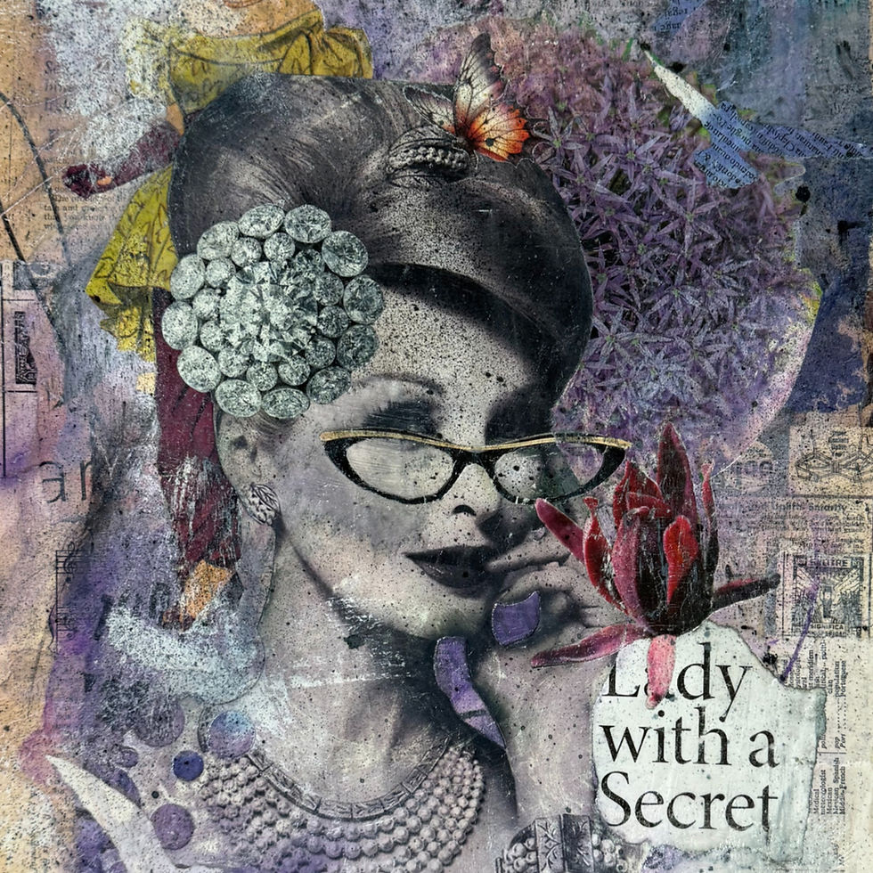 Lady with a Secret - Vintage Inspired Artwork - 9"x12"