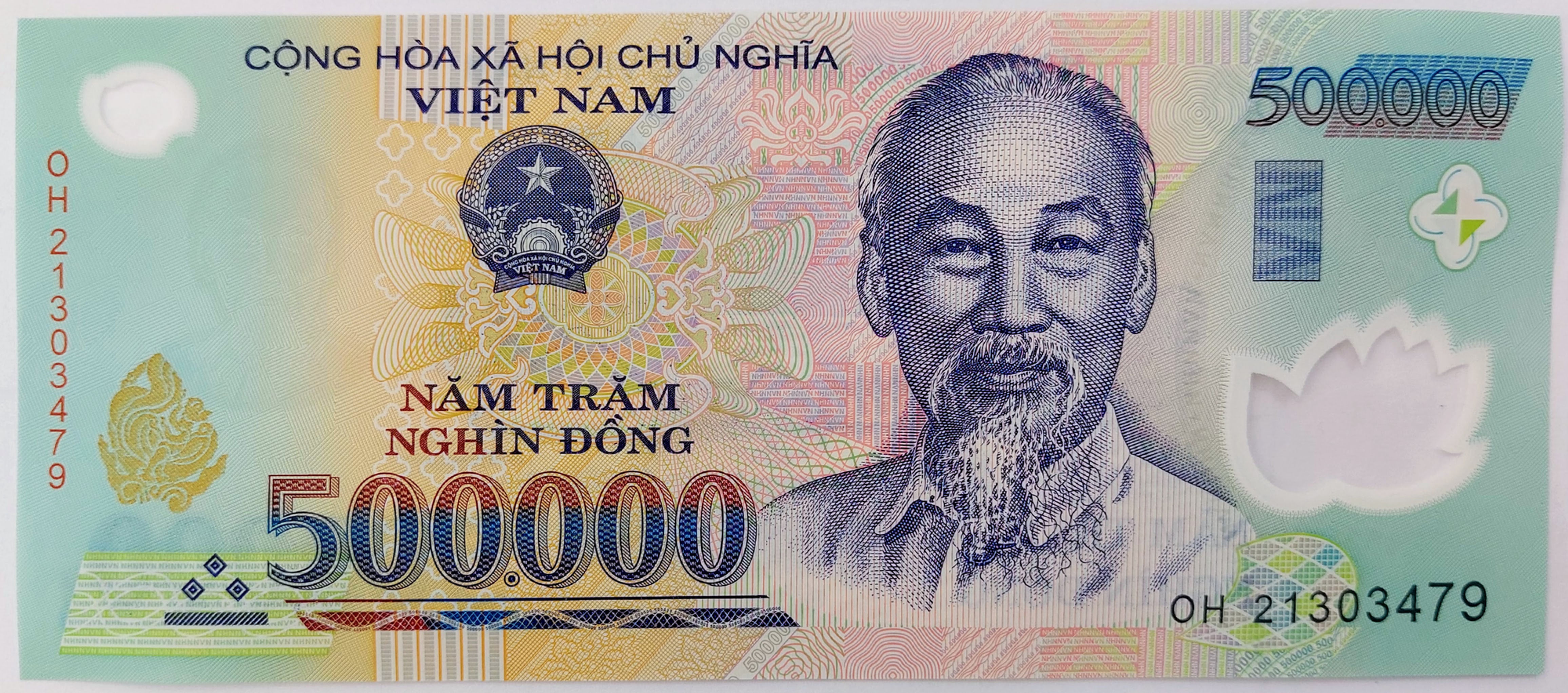 2021 year p-124 500,000 500.000 500000 dong Vietnam polymer banknotes