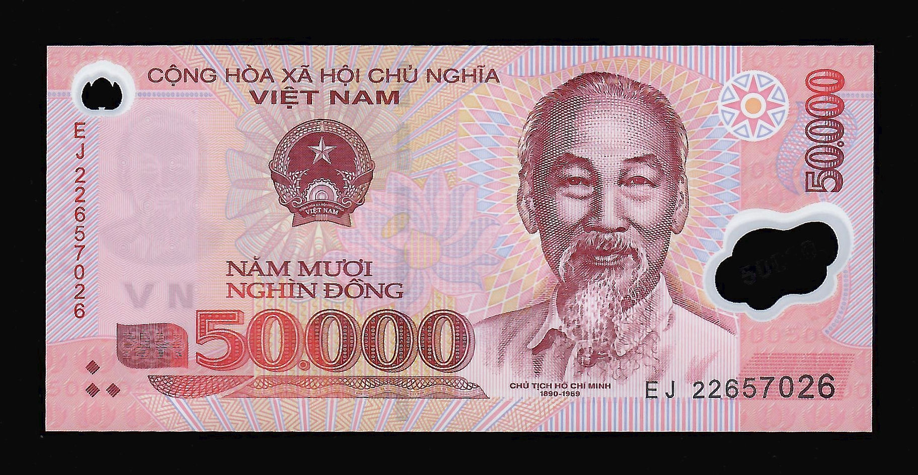 2022 year p-121 50,000 50.000 50000 dong Vietnam polymer banknotes