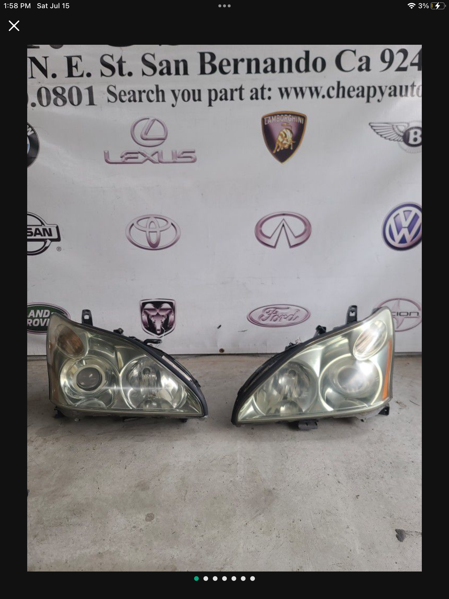 2004-2008 Lexus RX 330 Headlights Each 325