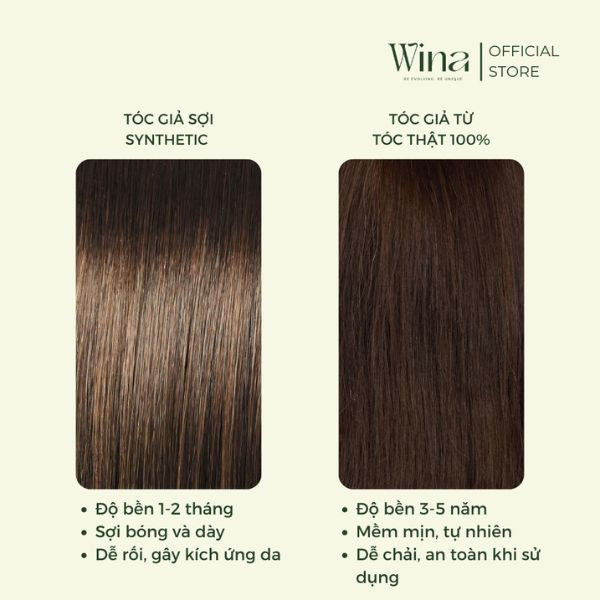 Ưu tiên chọn tóc giả làm từ 100% tóc thật