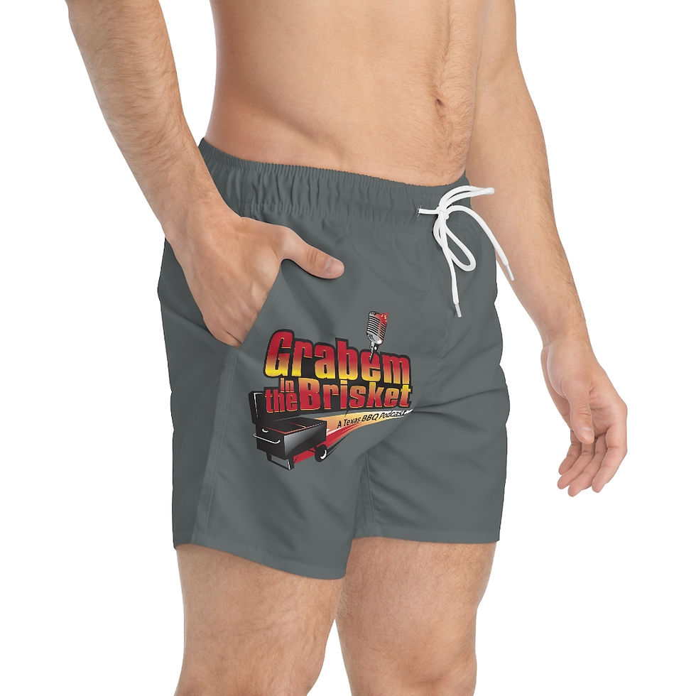 Thumbnail: Grab'em in the Brisket Logo Swim Trunks