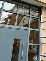repaired rotten plinth above entrance t