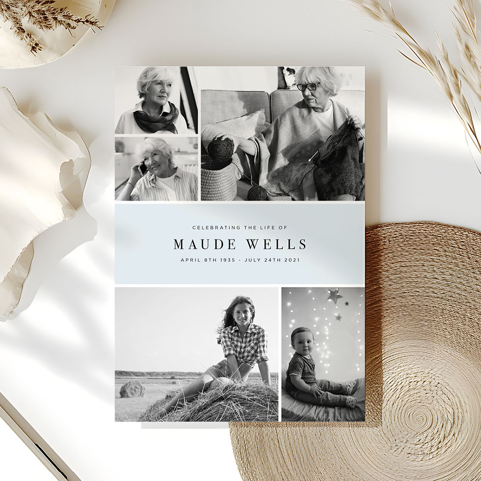 Funeral order of service program collage with large photos