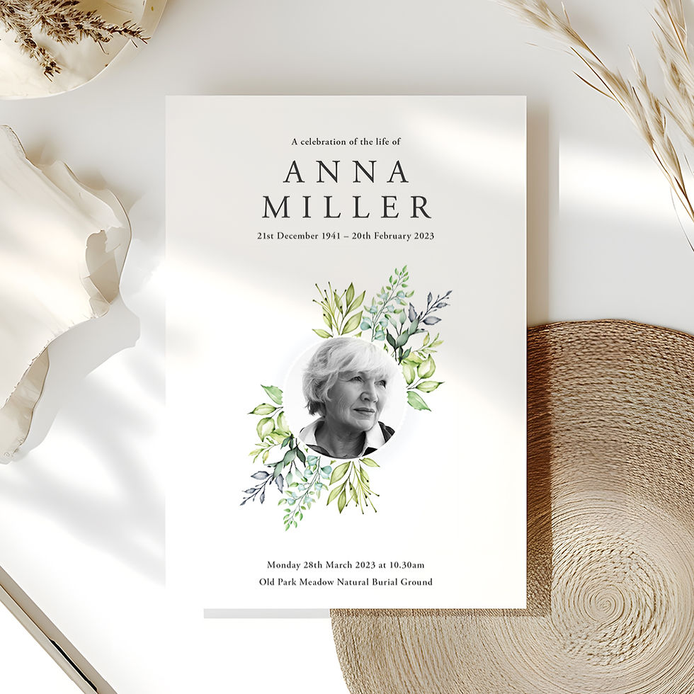 Funeral Order of Service Leaves - Leaf Wreath