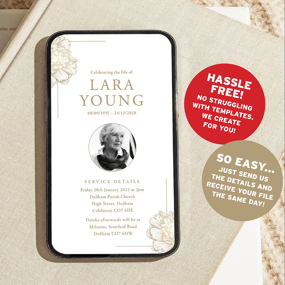 Thumbnail: Digital Funeral Invitation - Interactive - Framed Florals