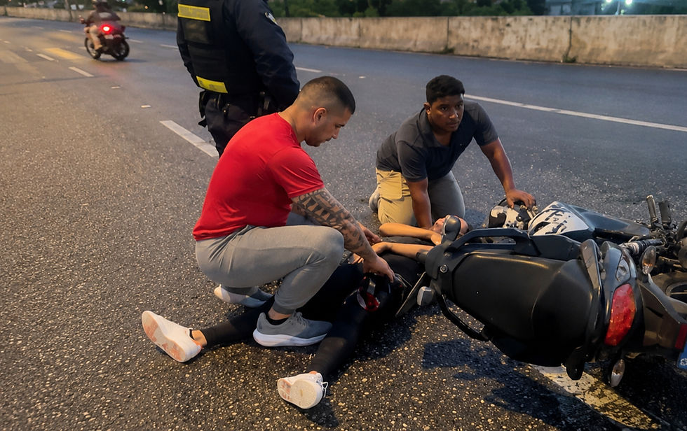 Policial militar de folga salva mulher ferida gravemente após acidente em Belém