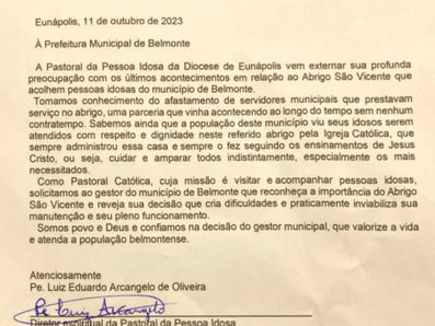 PPI emite manifesto sobre afastamento de funcionários em Abrigo São Vicente em Belmonte