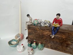 Raku candle holders and raku figurines