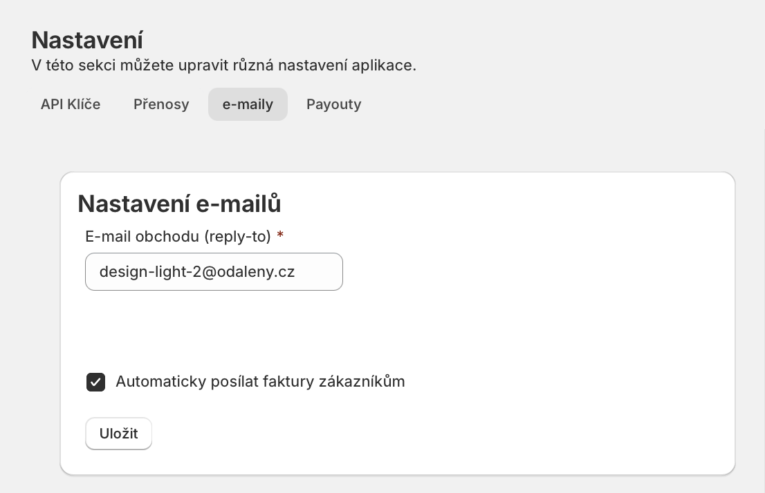 Alena: nastavení e-mailů