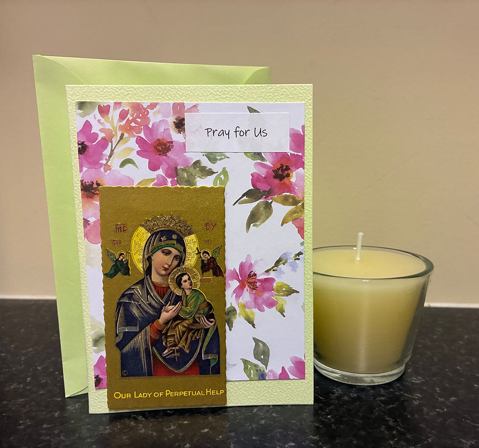 Thumbnail: “Pray for us”  Our Lady of Perpetual Help Card & Candle set 
