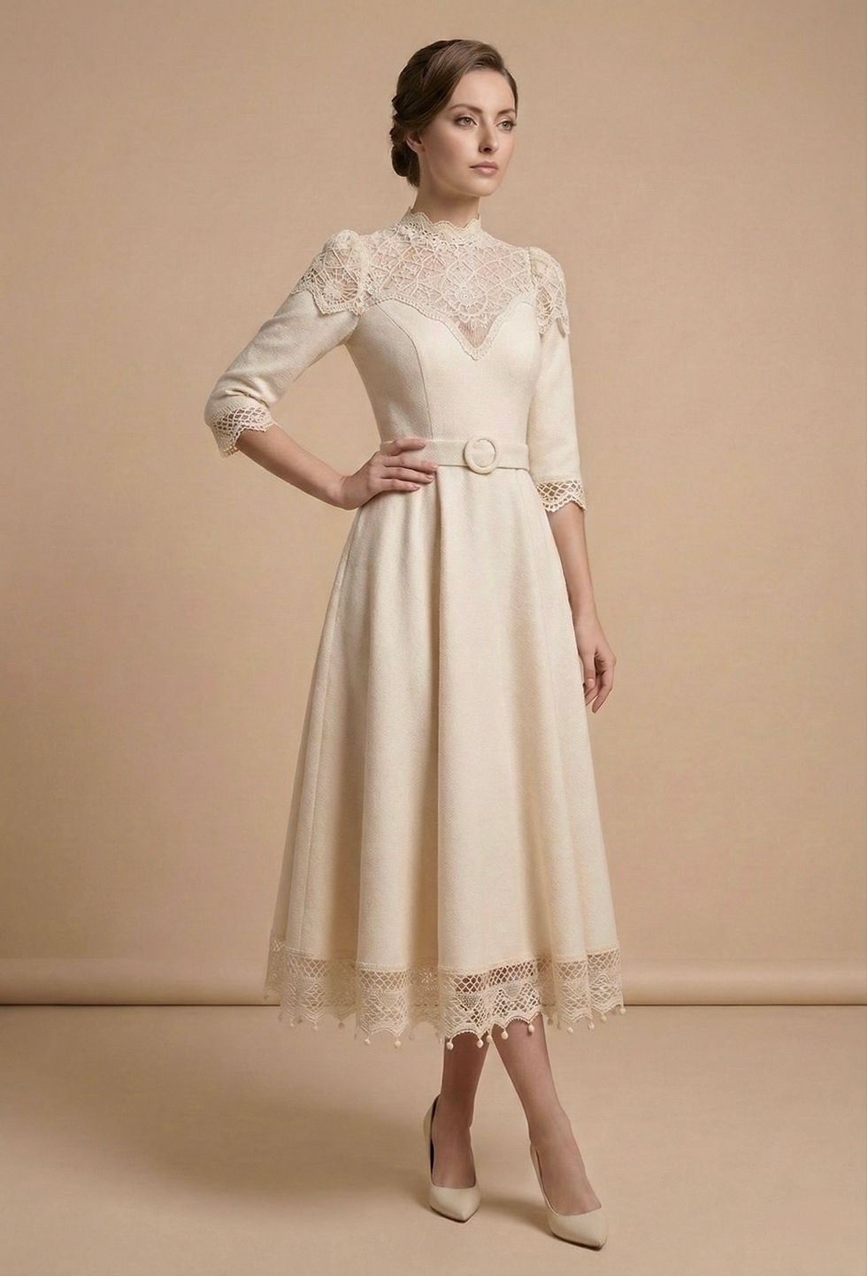 Thumbnail: Eterna Midi Dress in Cream