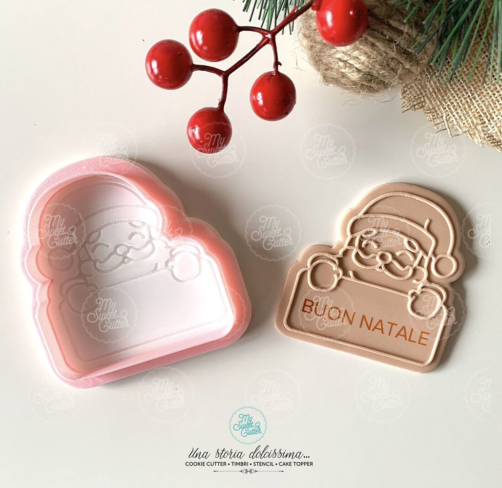 Babbo Natale Tag Christmas Cookie Cutter Texture Stampi A Rilievo 6,5x6,2cm