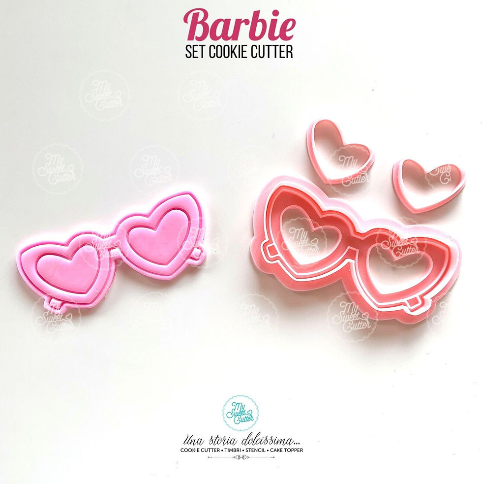 Bambola Set Occhiali Forma Cuore Formine Biscotti Cookie Cutter 9x4cm Circa
