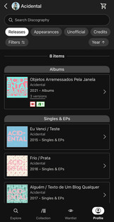 Lançamentos do ACIDENTAL no DISCOGS