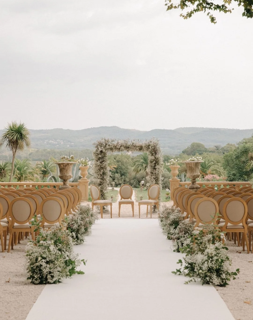 Outdoor wedding ceremony setup in Provence