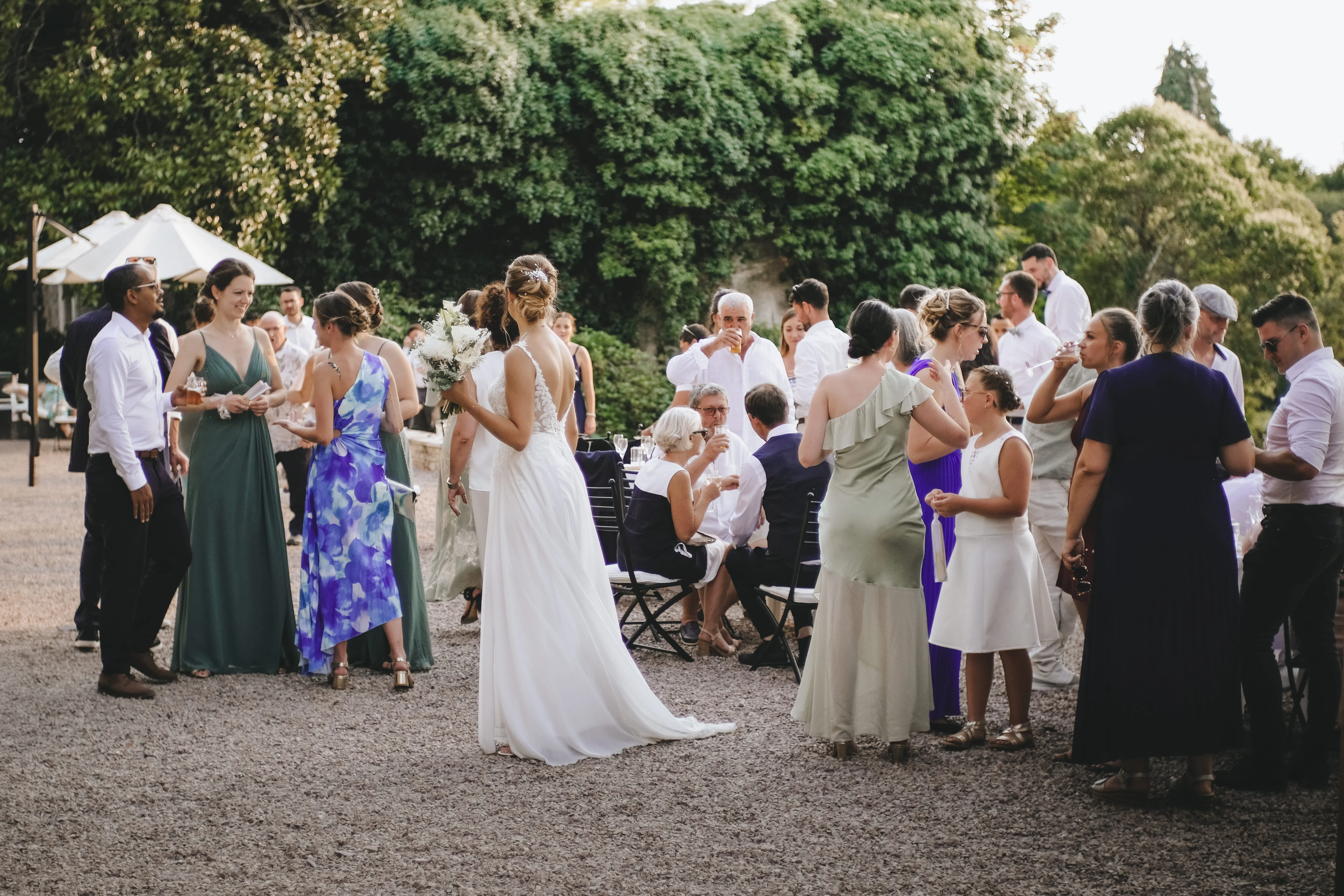 Guests mingling during the wedding cocktail hour