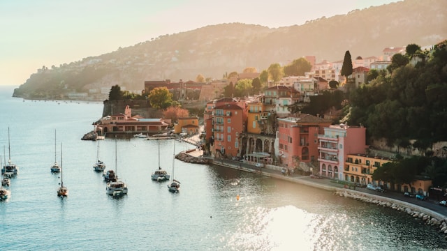 Harbour at sunset on the French Riviera