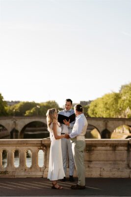 Wedding ceremony on bridge